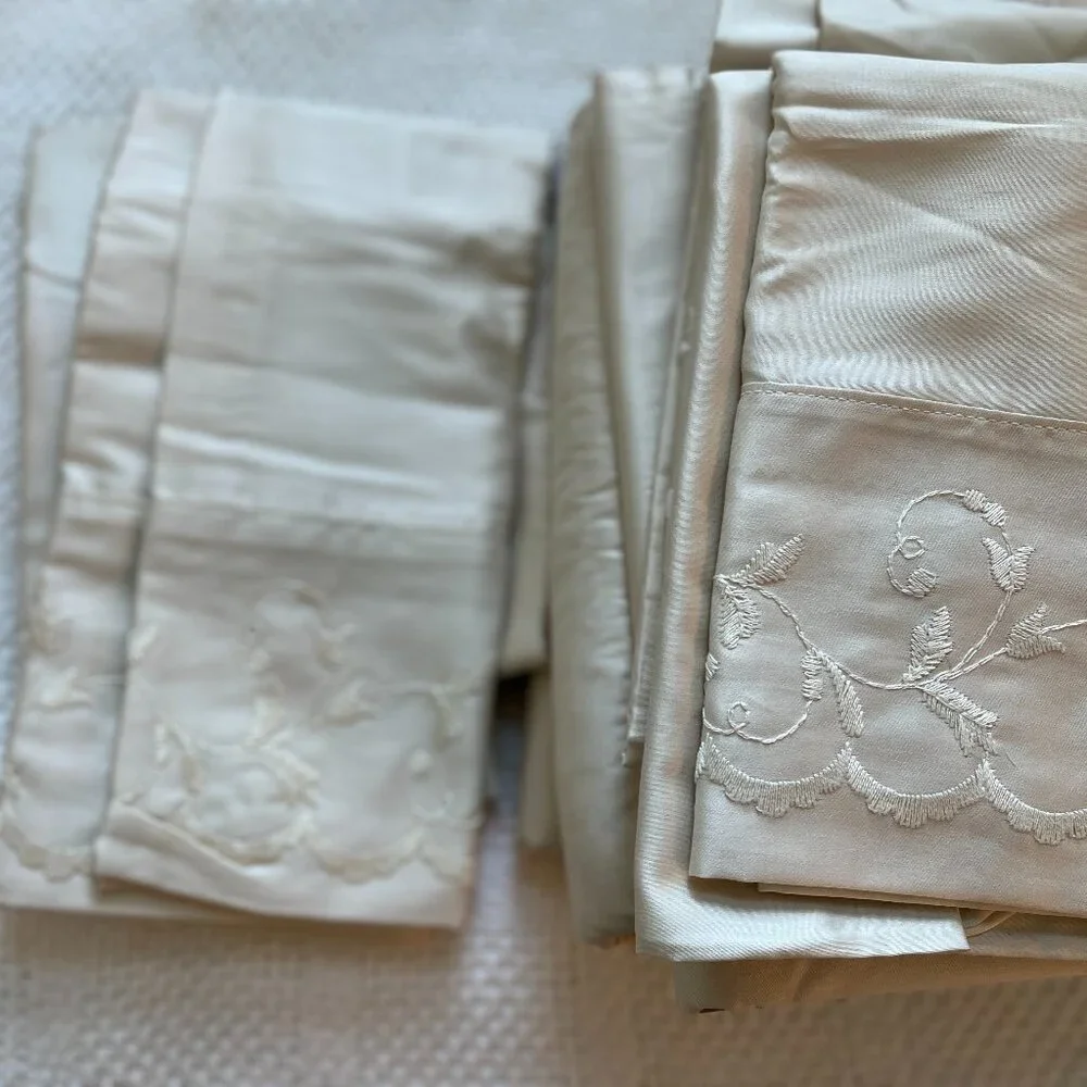Ralph Lauren Darbaux beige embroidered Sheet Set 4 pillowcases CK 6 pc NWOT